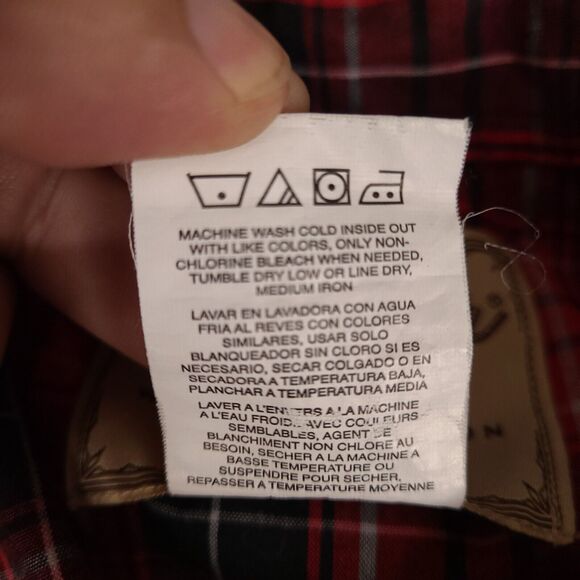 Wrangler Western Shirt Mens 2XL Red‎ Plaid Pearl Snap Flap Pockets Cowboy - Picture 15 of 15